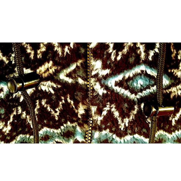 ❄️DENIM & Co❄️ NORDIC STRIPE PRINT TOGGLE DRAWSTRING WAIST FLEECE PARKA JACKET☃️ - Picture 10 of 13